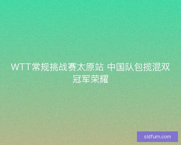 WTT常规挑战赛太原站 中国队包揽混双冠军荣耀 WTT常规挑战赛太原站 中国队包揽混双冠军荣耀