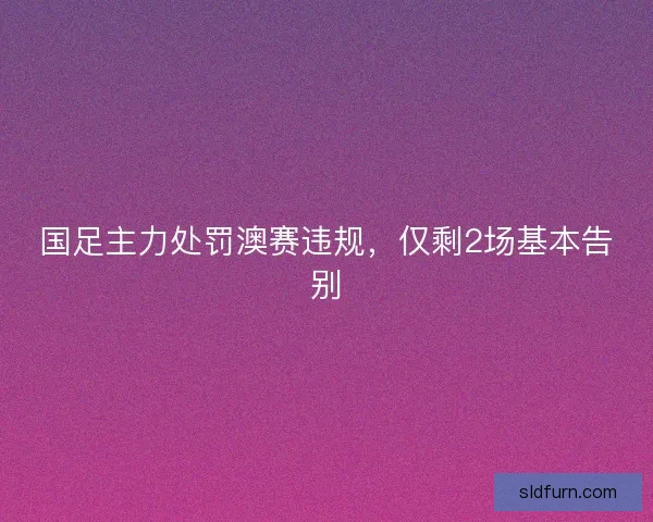国足主力处罚澳赛违规，仅剩2场基本告别