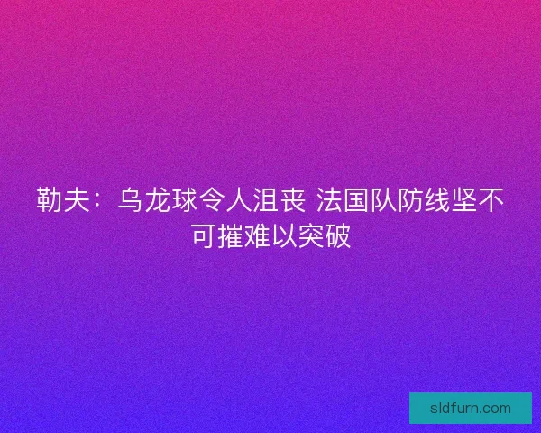 勒夫:乌龙球令人沮丧 法国队防线坚不可摧难以突破 勒夫:乌龙球令人沮丧 法国队防线坚不可摧难以突破